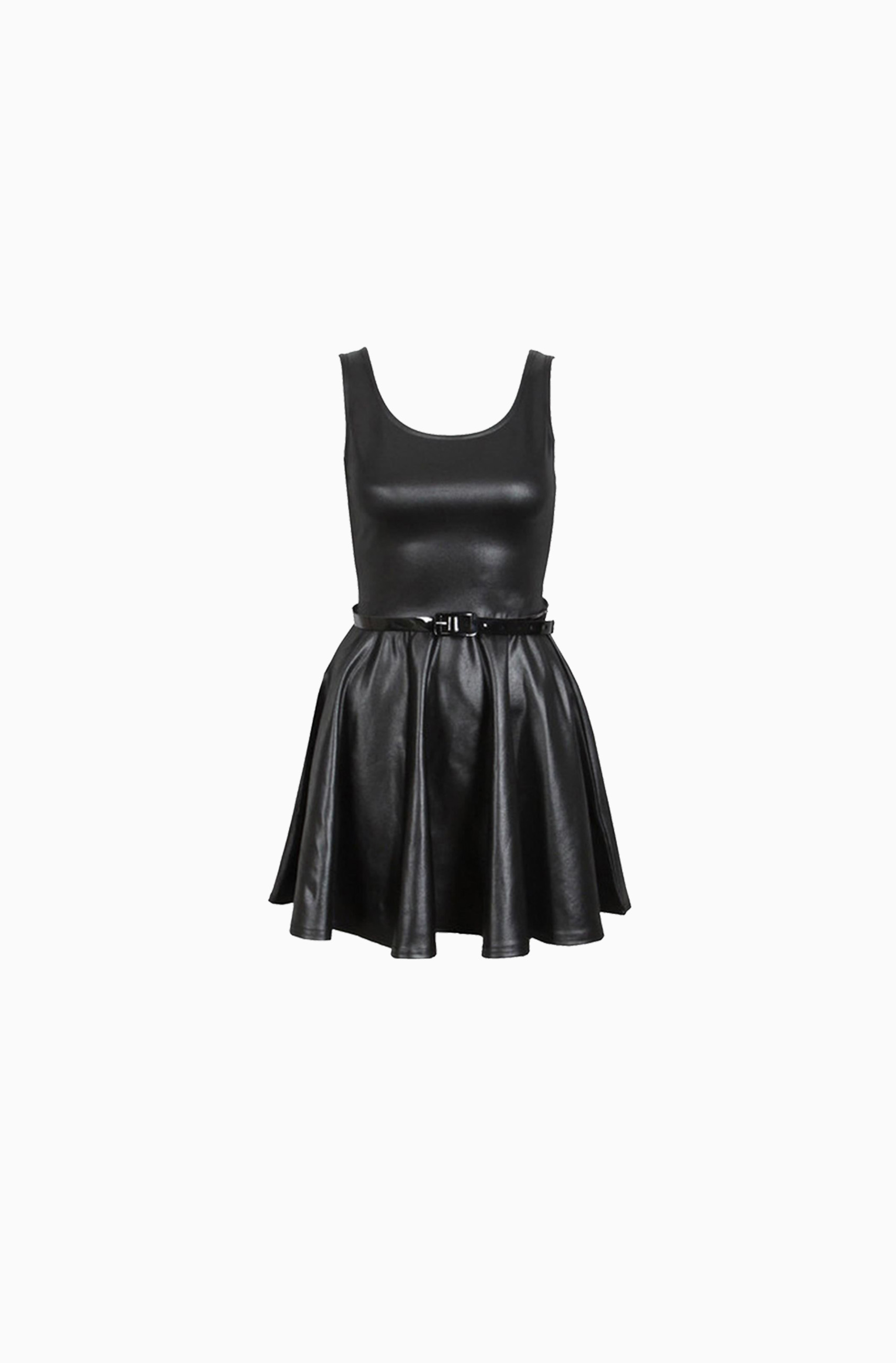 Sleeveless Leather Mini Dress ( One Color )